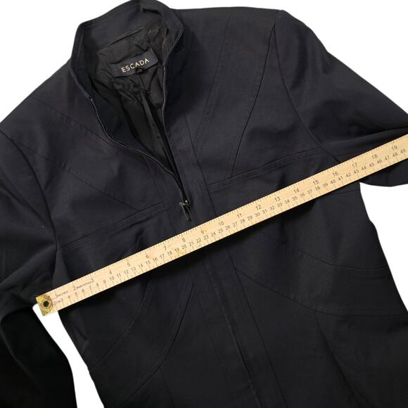 Escada Black Nylon Zip Up French Collar Jacket Size 38 Medium 8 - Picture 7 of 8